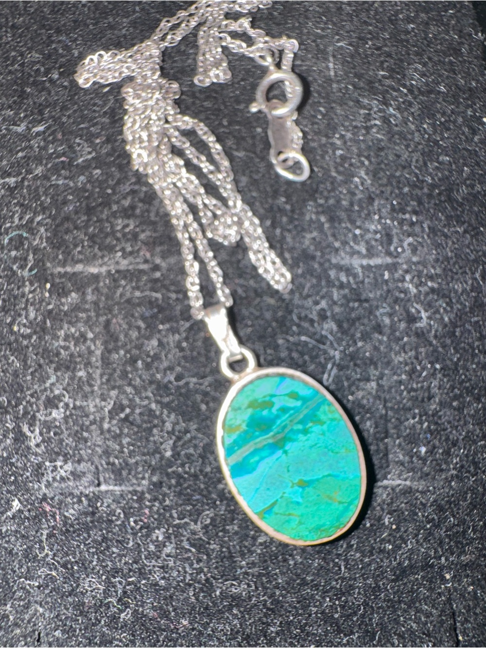 925 Sterling Silver Eilat Stone Pendant on 19” Necklace